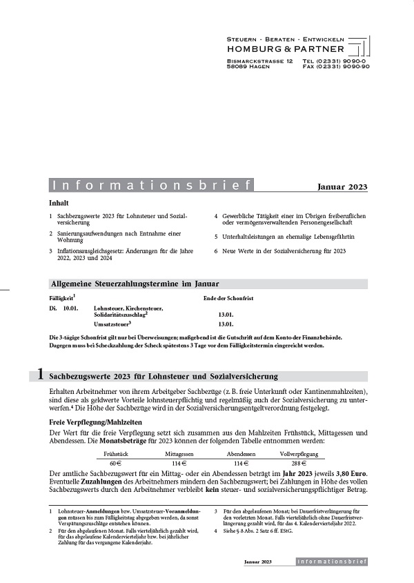 Homburg Informationsbrief Januar 2023