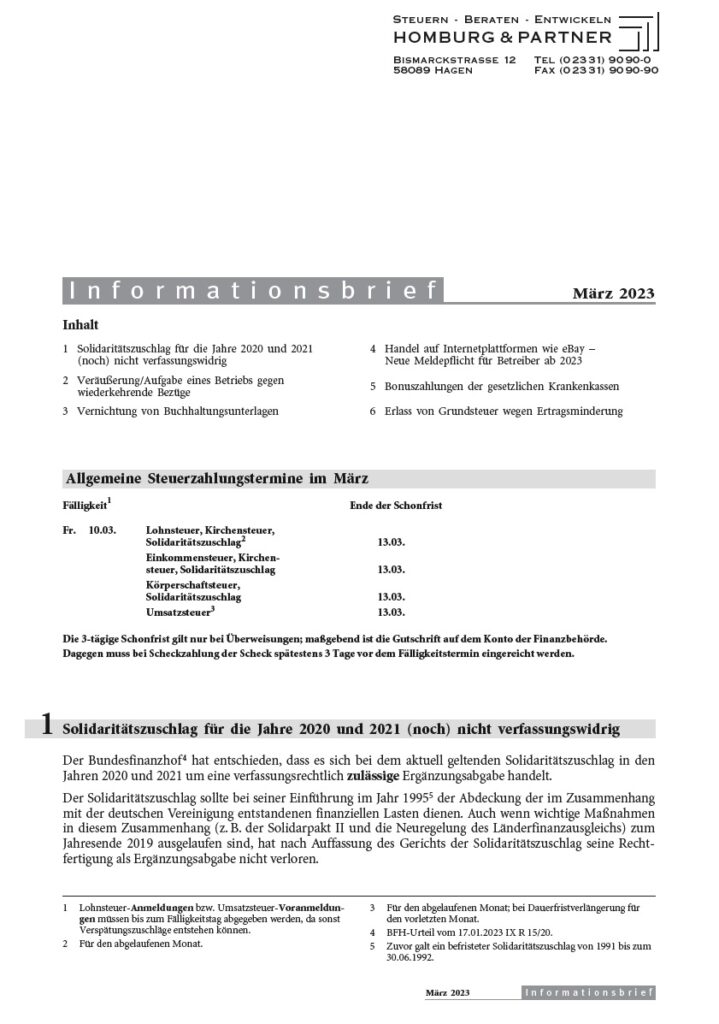 Homburg Informationsbrief März 2023