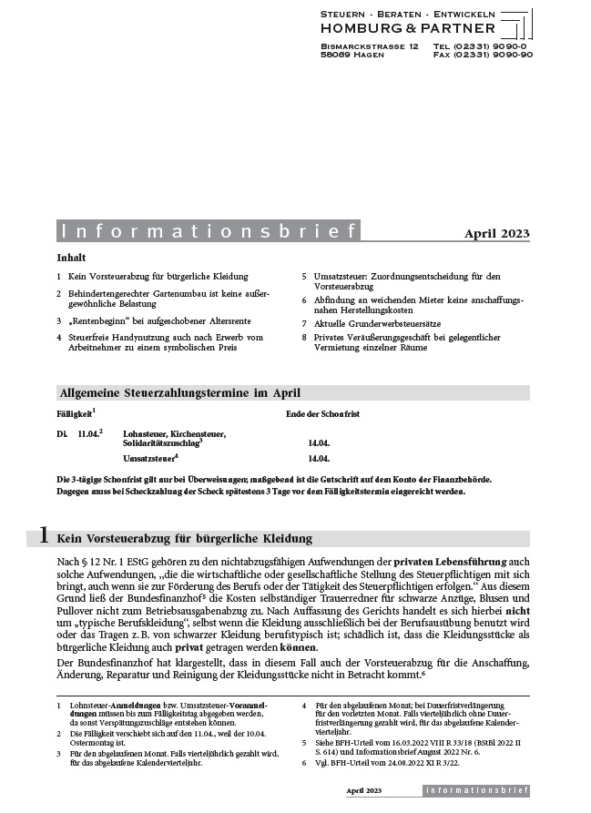 Homburg Informationsbrief April 2023