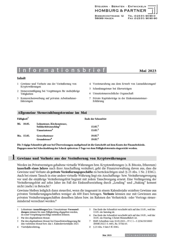 Homburg Informationsbrief Mai 2023