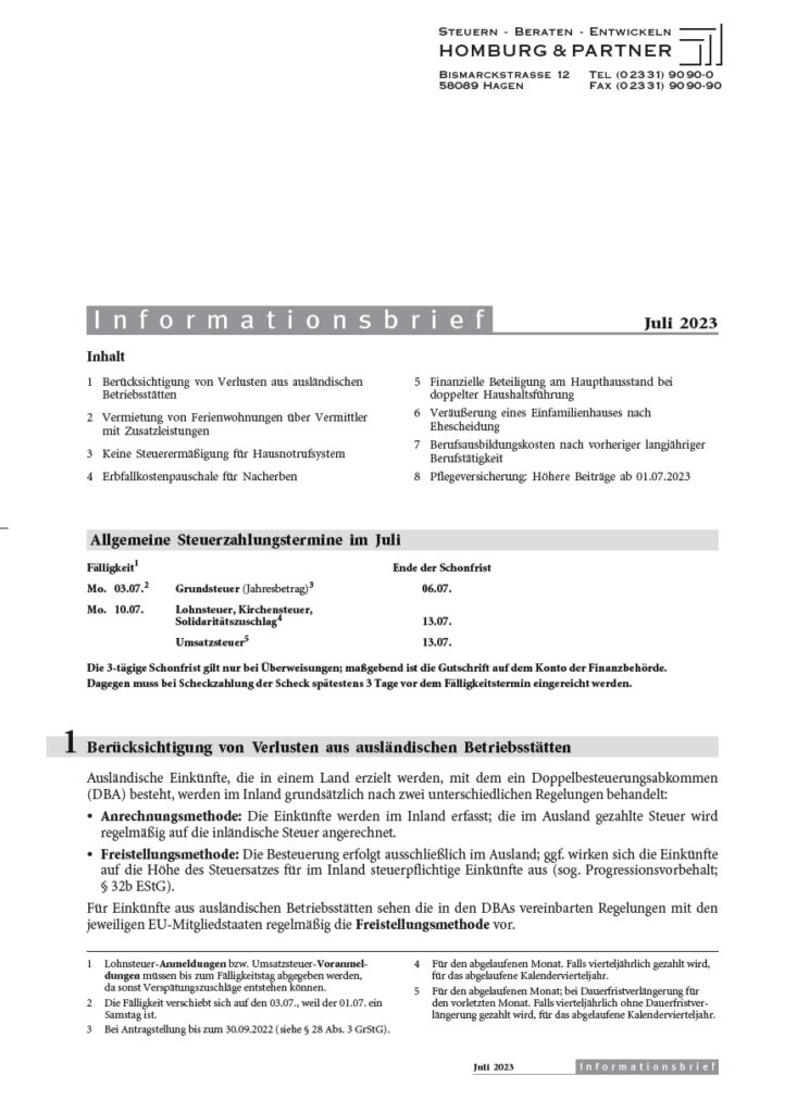 Homburg Informationsbrief Juli 2023